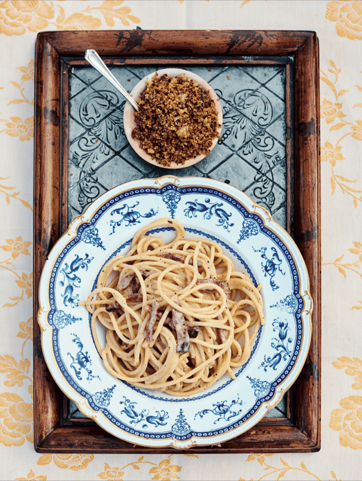 Jamie Oliver Taste of Italy Recipe: Classic carbonara and Crunchy porcini breadcrumbs