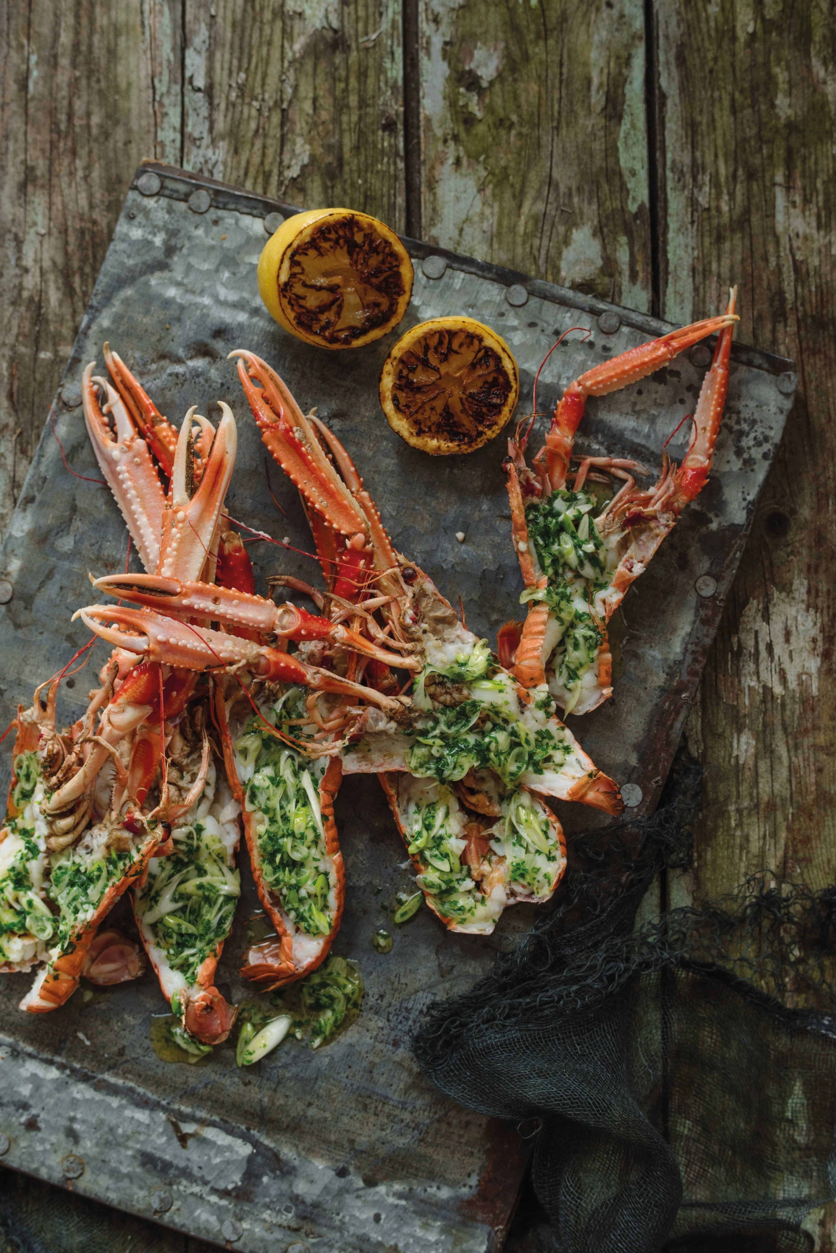 Tom Kitchin: Roasted langoustine with  spring onion and garlic butter