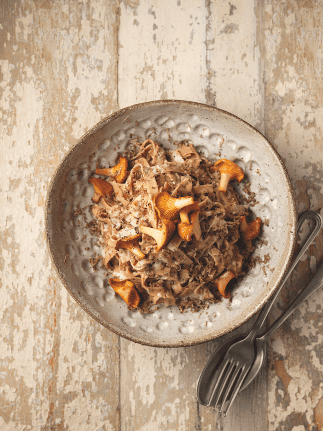 Simon Rogan: Chestnut pasta with truffle sauce & chanterelles