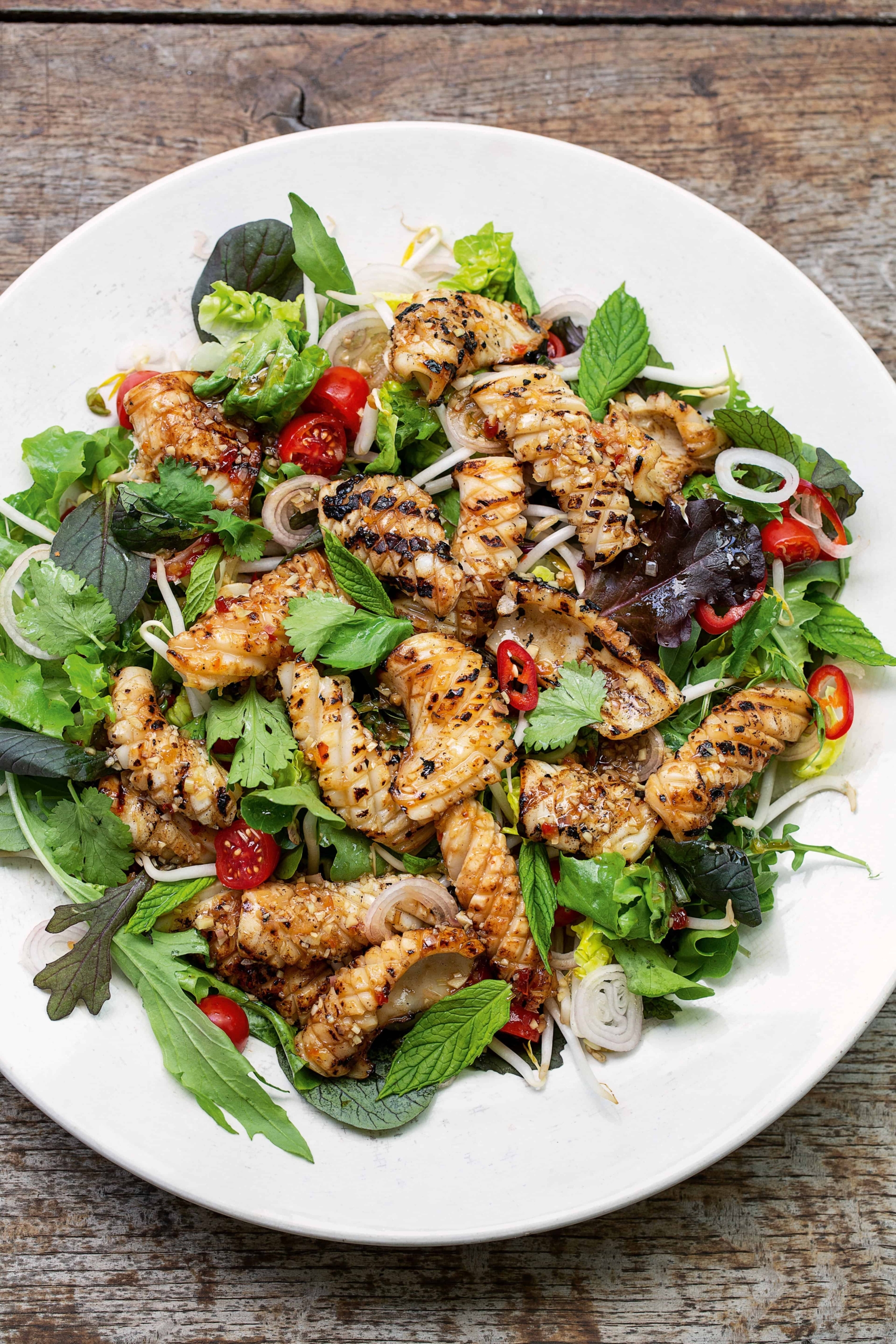Tom Kerridge’s Fresh Start: Asian-style griddled squid salad