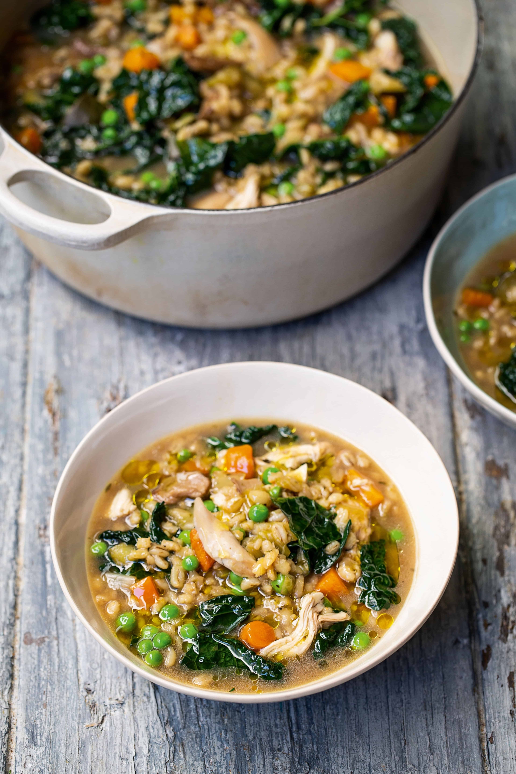 Tom Kerridge’s Fresh Start: Chicken & pearl barley soup