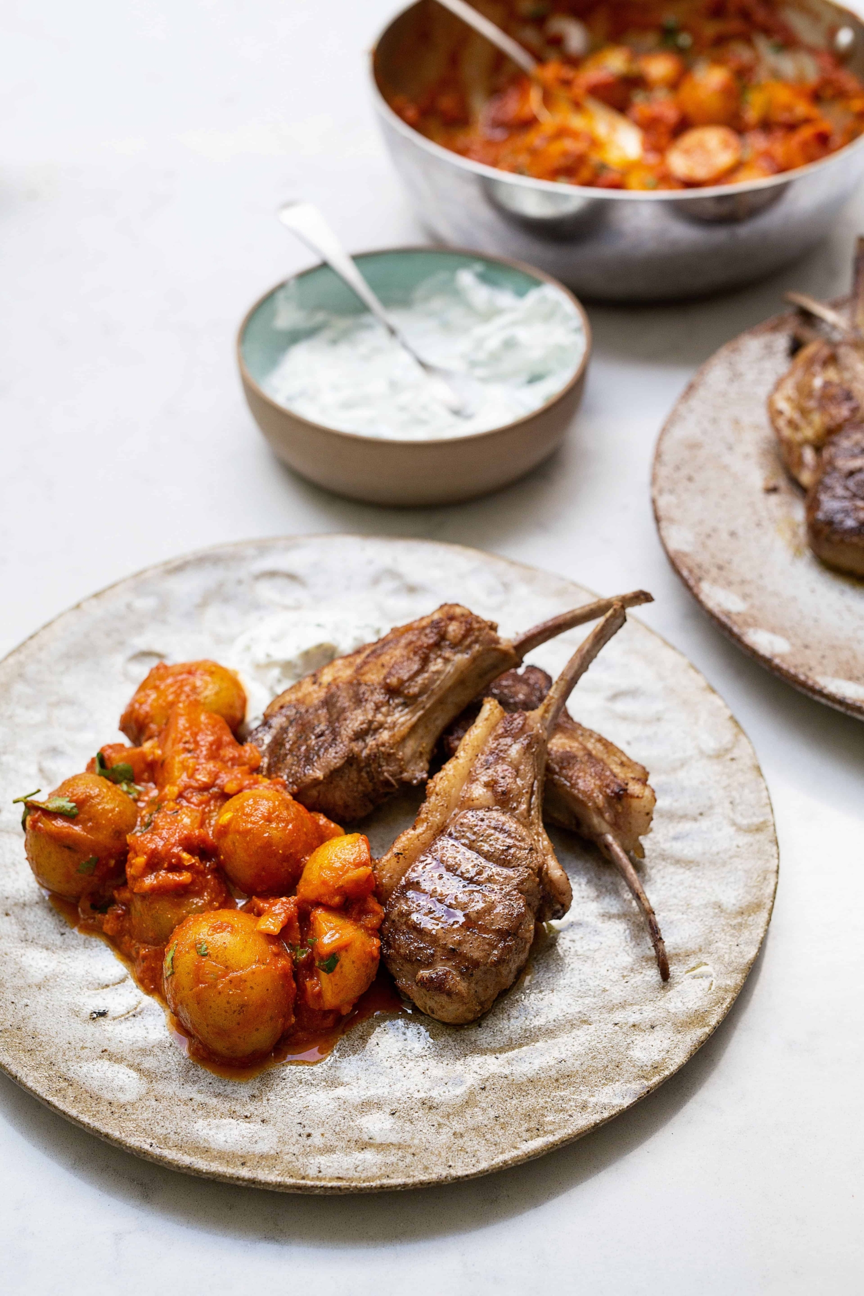 Tom Kerridge’s Fresh Start: Spiced lamb cutlets with Bombay aloo
