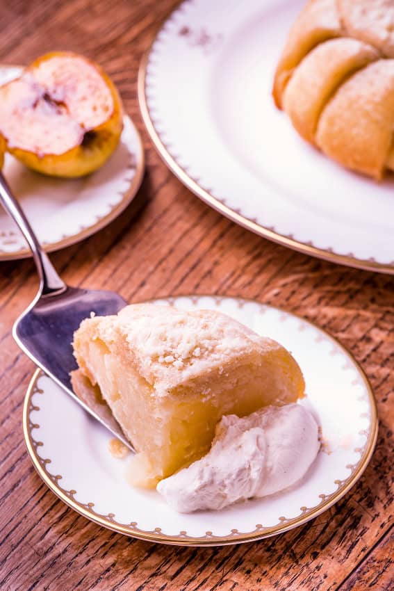 Highclere apple charlotte with cinnamon cream