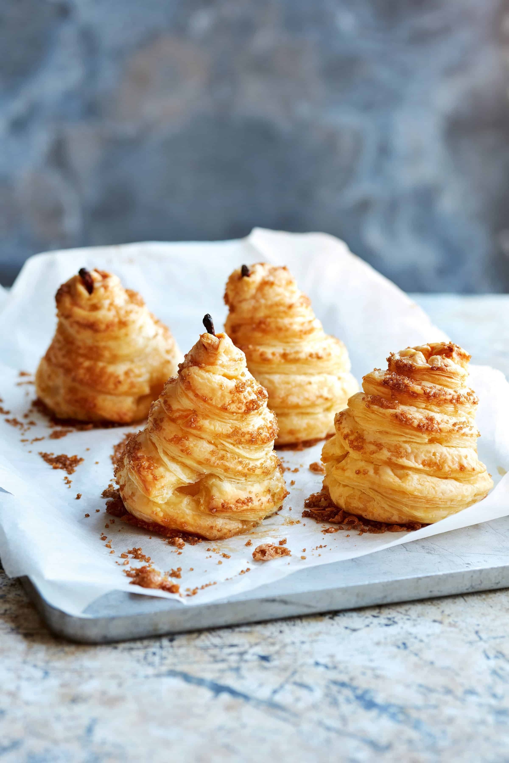 Dirty Vegan puffed pears with chocolate and olive oil sauce