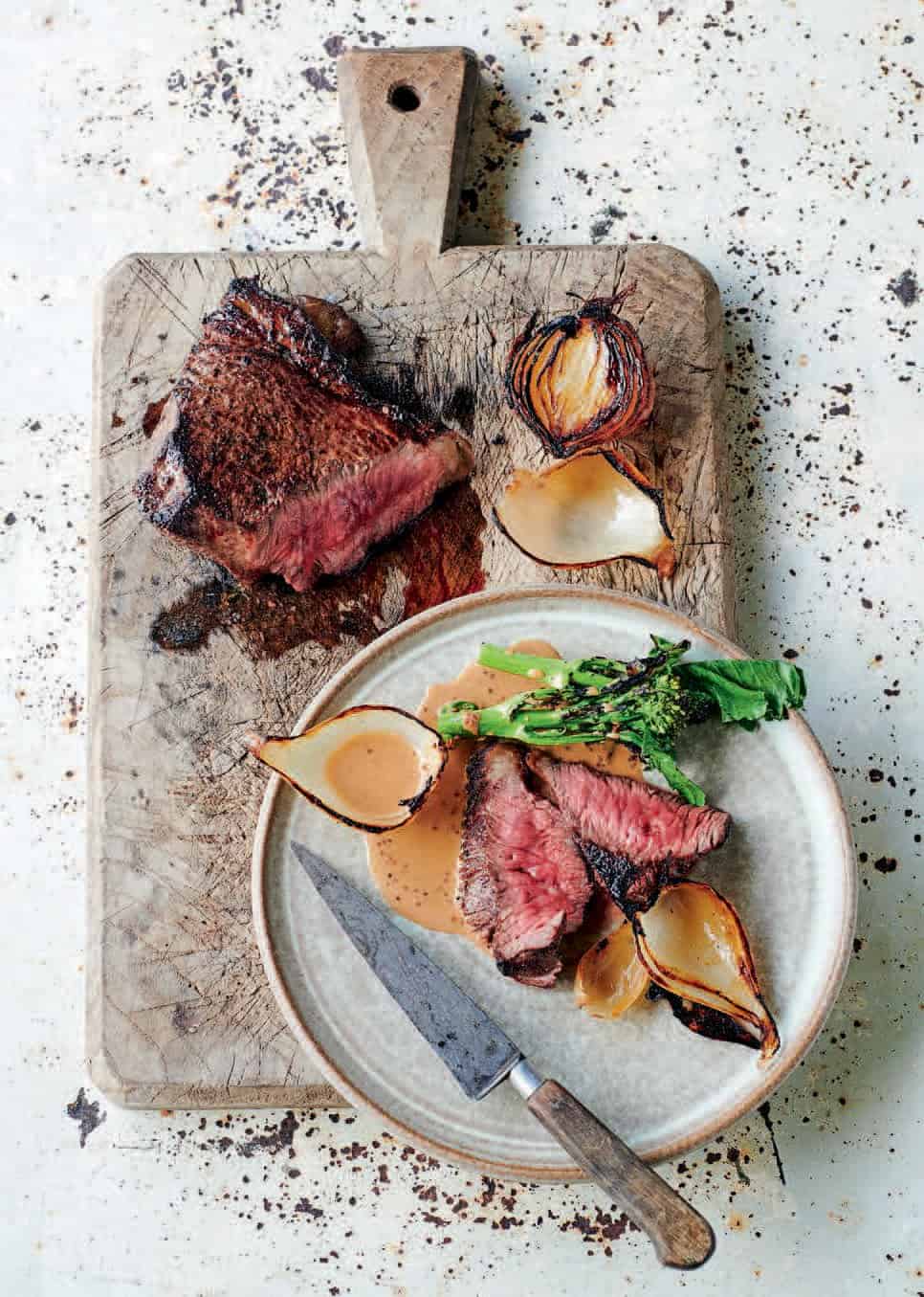 James Martin’s steak with whisky-braised onions